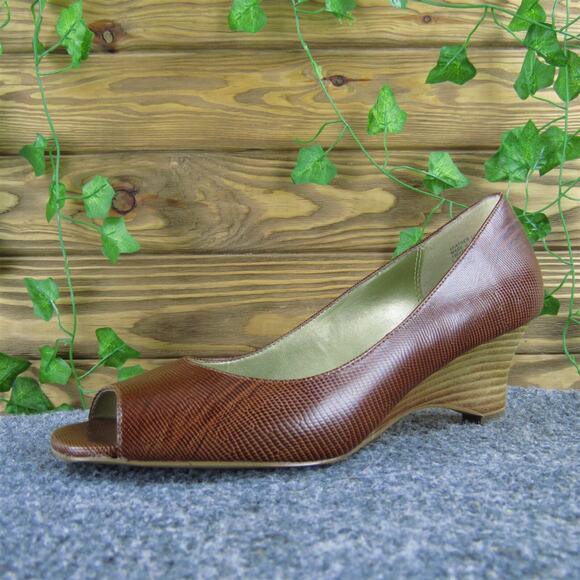 Franco Sarto Women Atrium Peep Toe Brown Leather Pump 7 Medium Gently Used 2025 - Picture 1 of 7